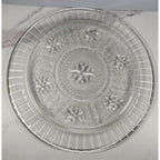 Vintage Pressed Glass Floral Cake Stand Round Serving Tray 13 Inch