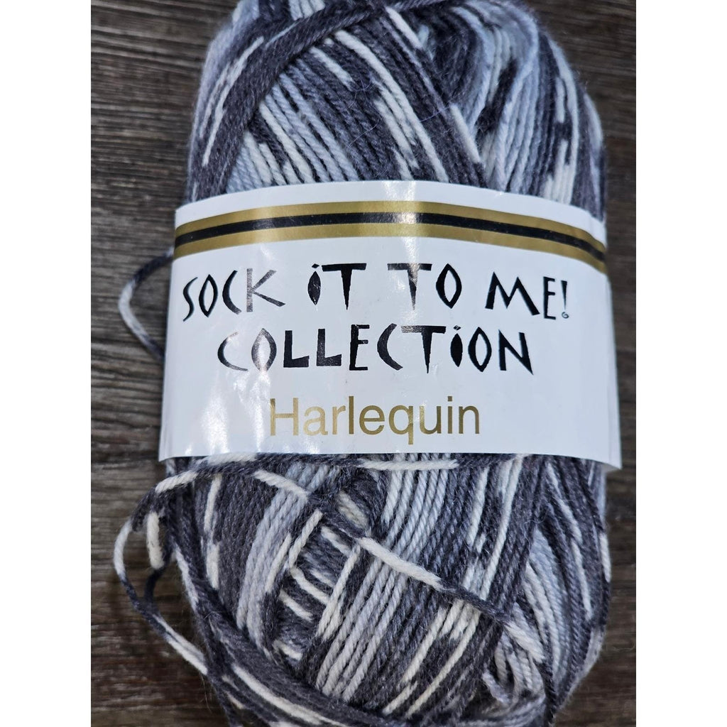 Sock It To Me Harlequin Gray Sock Yarn Wool Nylon Italy 230 Yards