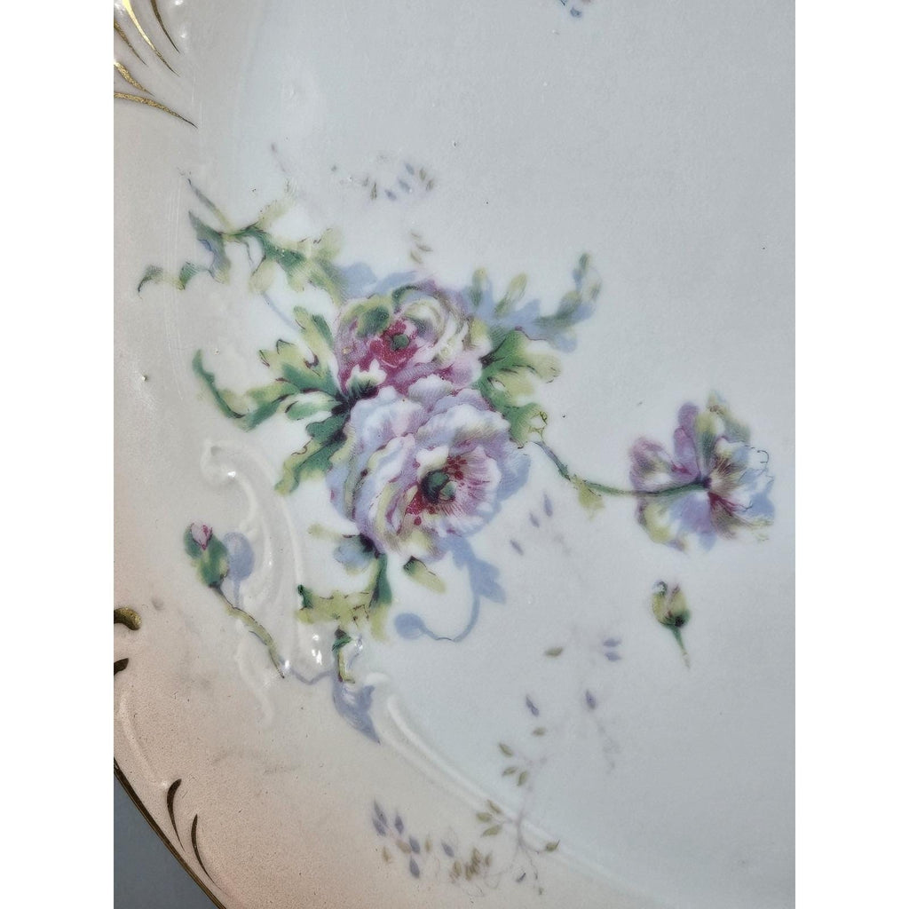 Vintage Austria Hand Painted Floral Porcelain Plate 11" Gold Rim
