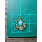 Vintage Gold Filigree Turquoise Drop Earrings Boho Statement