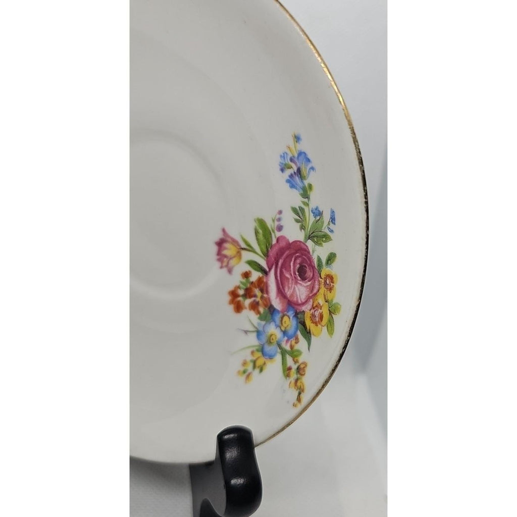 Vintage Clare Bone China Saucer Floral Gold Rim England 5.5