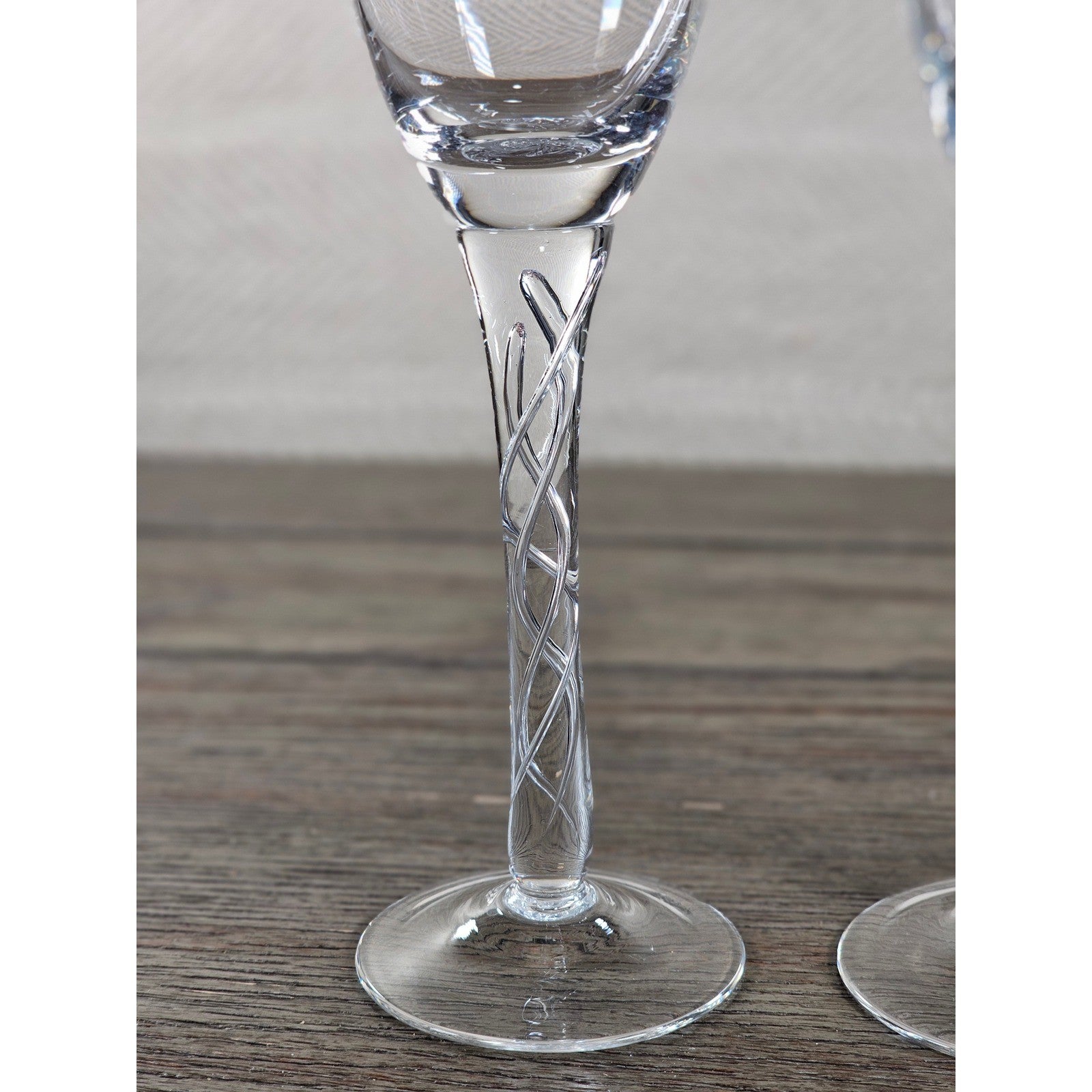 Vintage Clear Crystal Champagne Flutes Set of 2 Twisted Stem