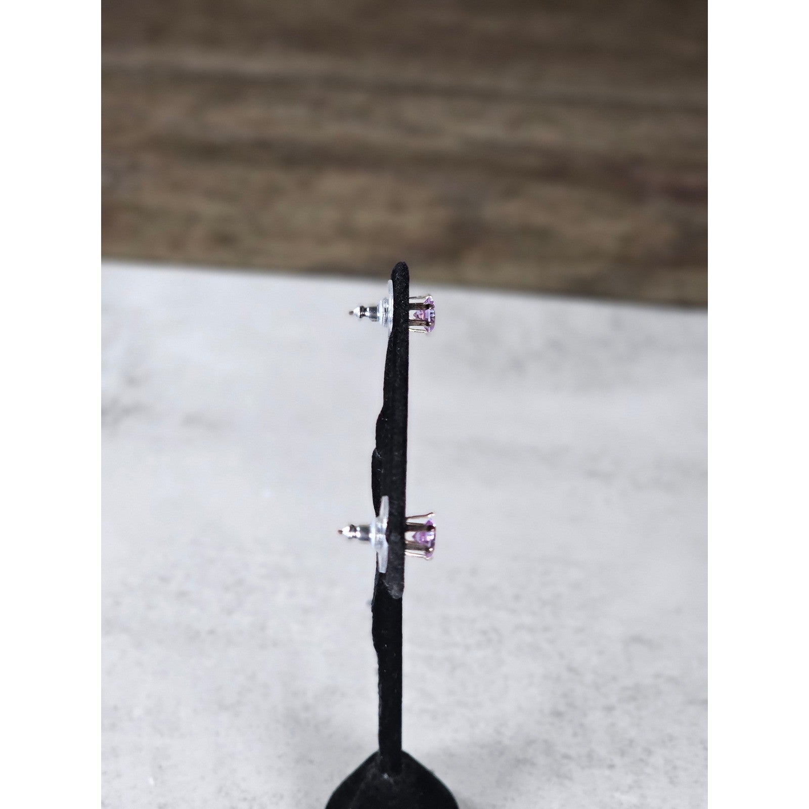 Vintage Pink Rhinestone Stud Earrings Silver Tone Round Cut