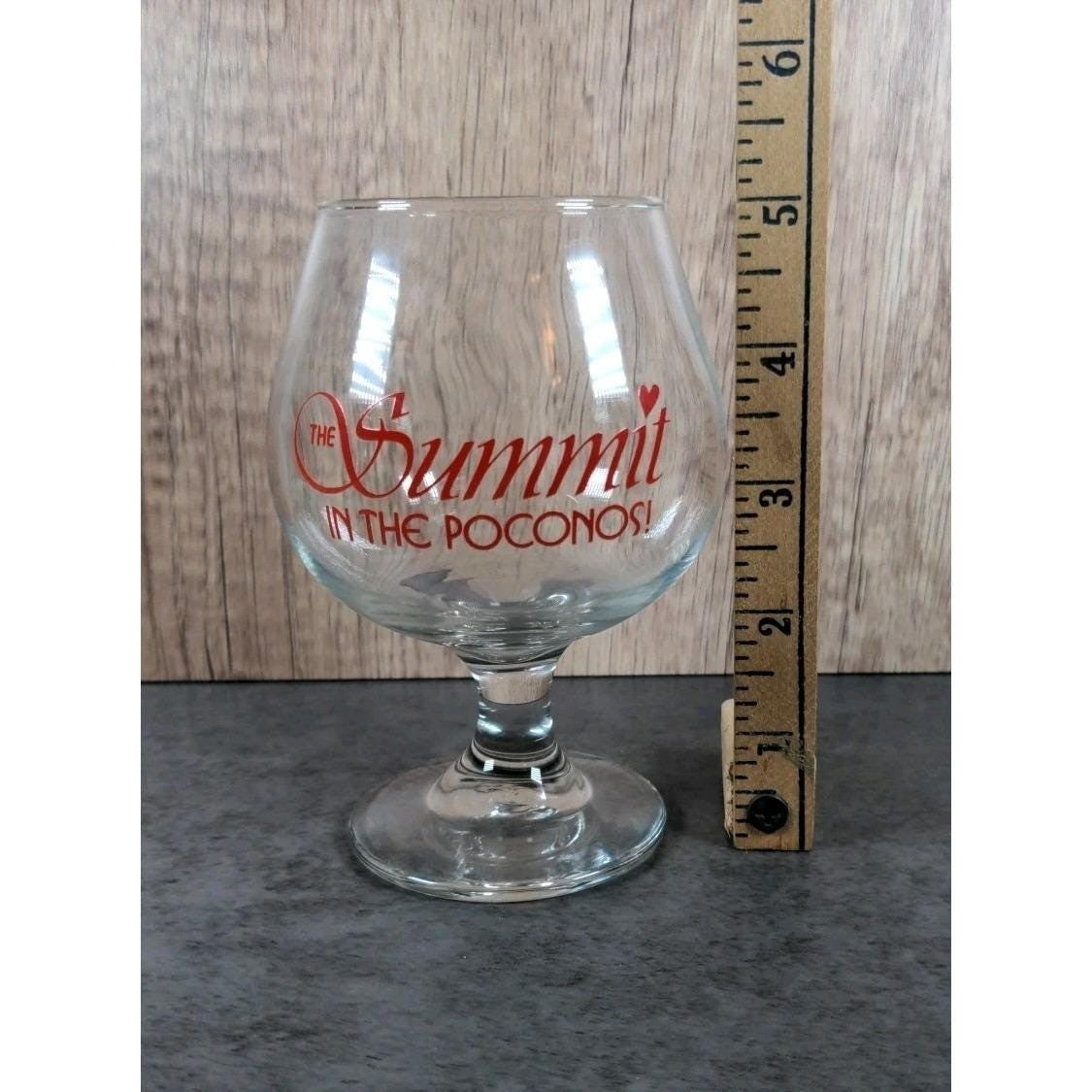Summit in the Poconos Brandy Glass Vintage Resort Logo Snifter