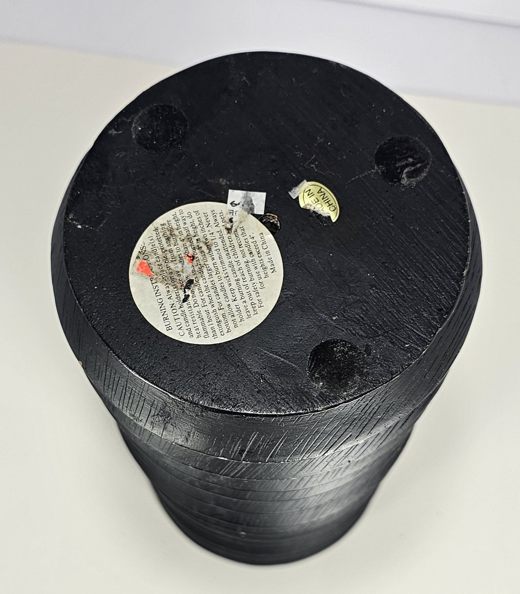 10 in Black Wood Accordion Candle Holder – Rustic Coastal Home Décor Accent