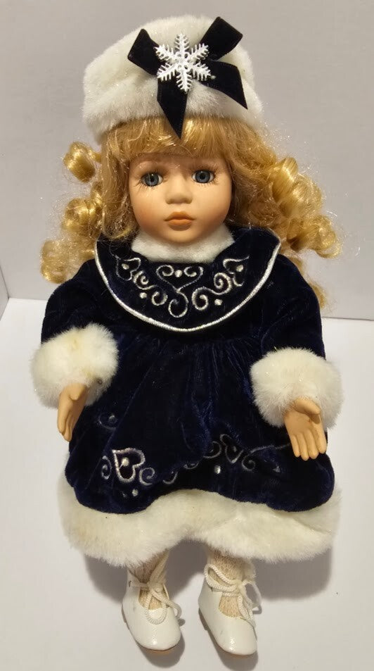 Animated Musical Porcelain Doll “Lisa” in Holiday / Winter Outfit – Collector’s