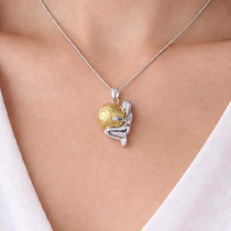 Vintage Harmony Ball Necklace Jingle Pendant Silver Tone