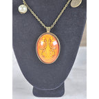 Vintage Gemini Snake Pendant Necklace Orange Zodiac Charm