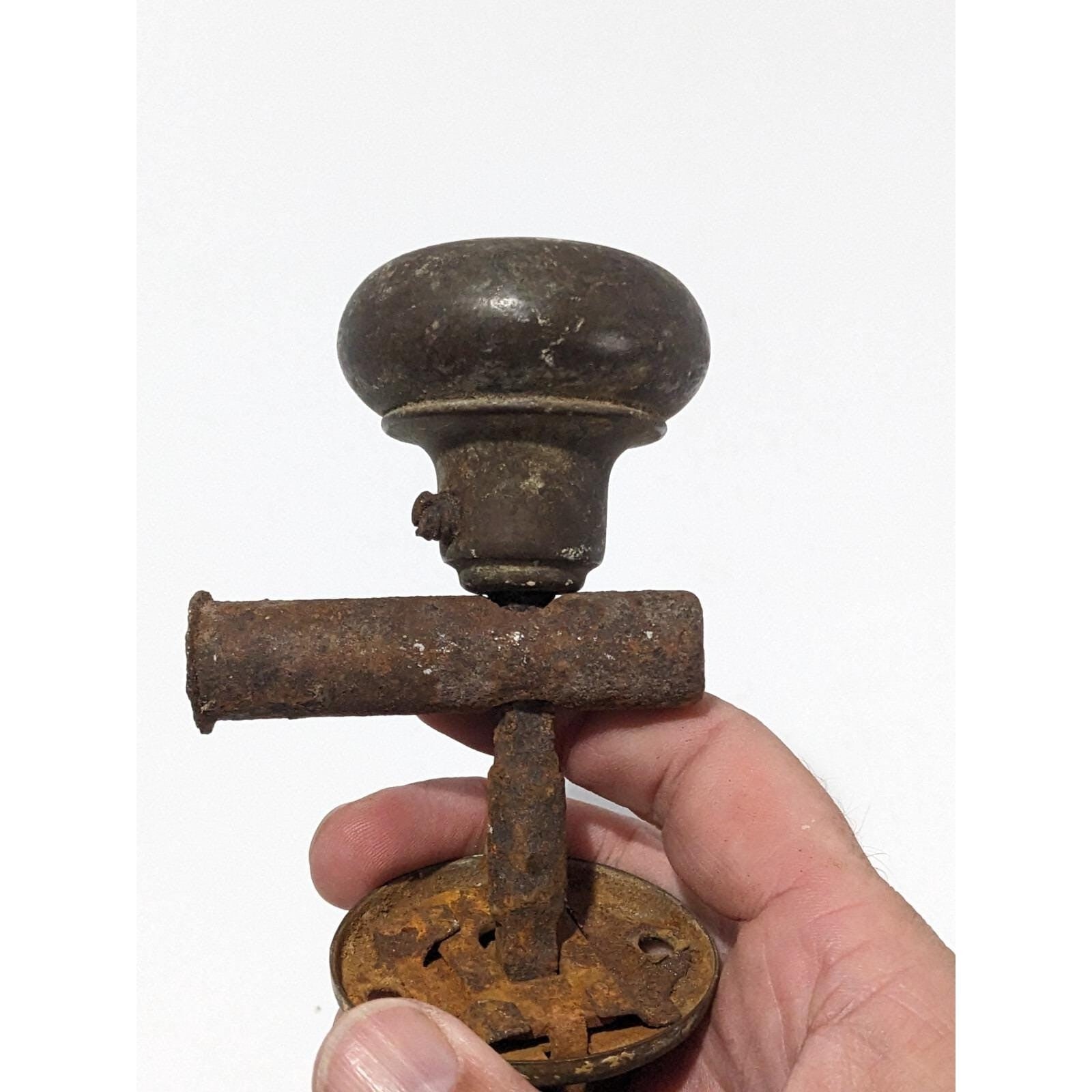 Antique Bronze Door Knob Latch Set 19th Century Hardware