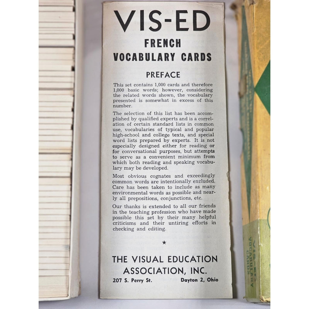 Vintage Vis-Ed French Vocabulary Cards Set 1000 Words Language Study