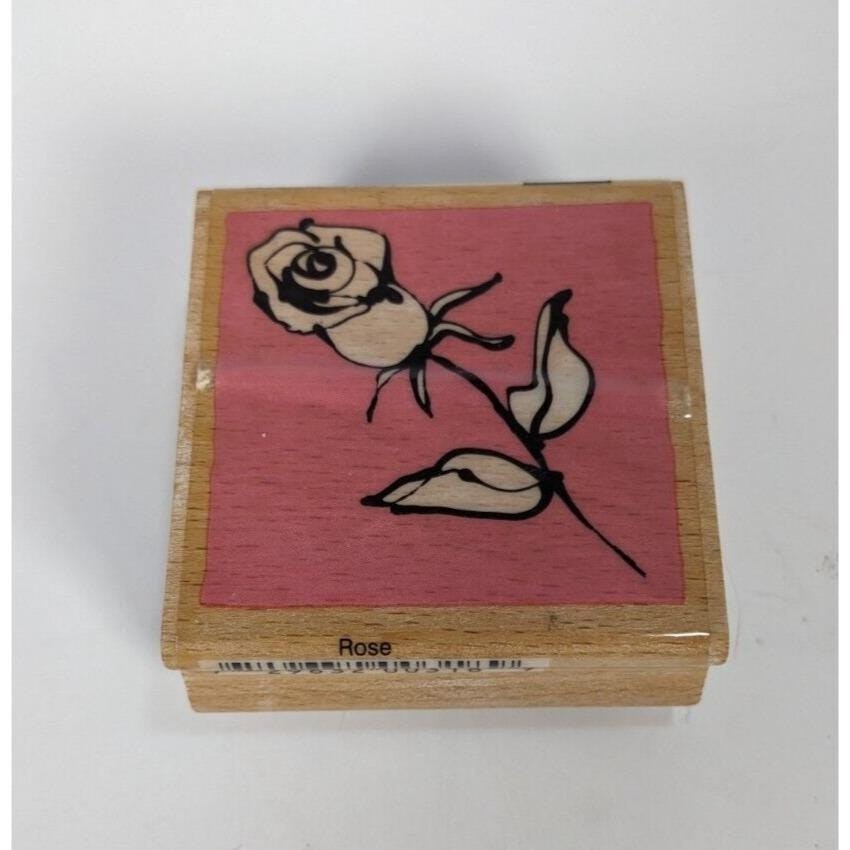 Wood Rubber Stamp Set Cat Rose Dragonfly Asian Symbols Set of 7