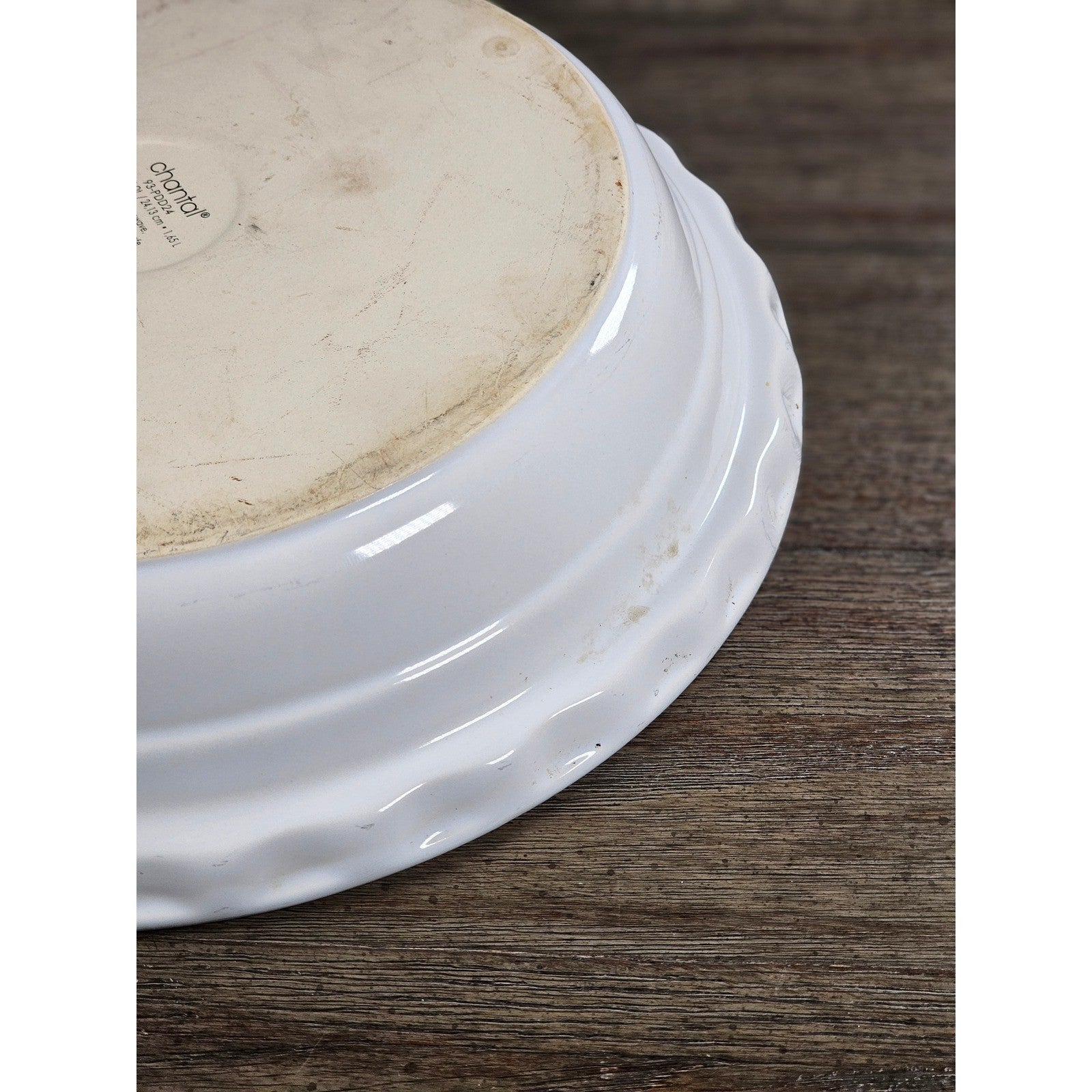 Vintage Chantal White Ceramic Pie Plate 11 Inch Fluted Rim Oven Safe