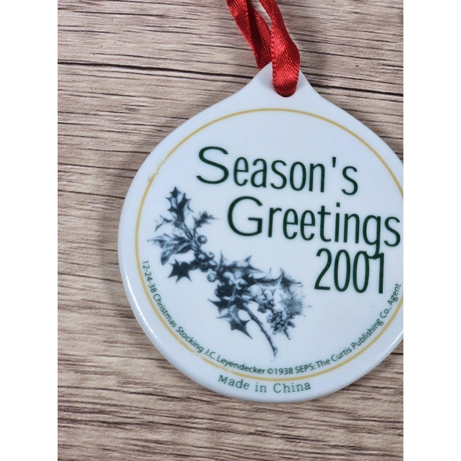 Vintage 2001 J.C. Leyendecker Porcelain Christmas Ornament