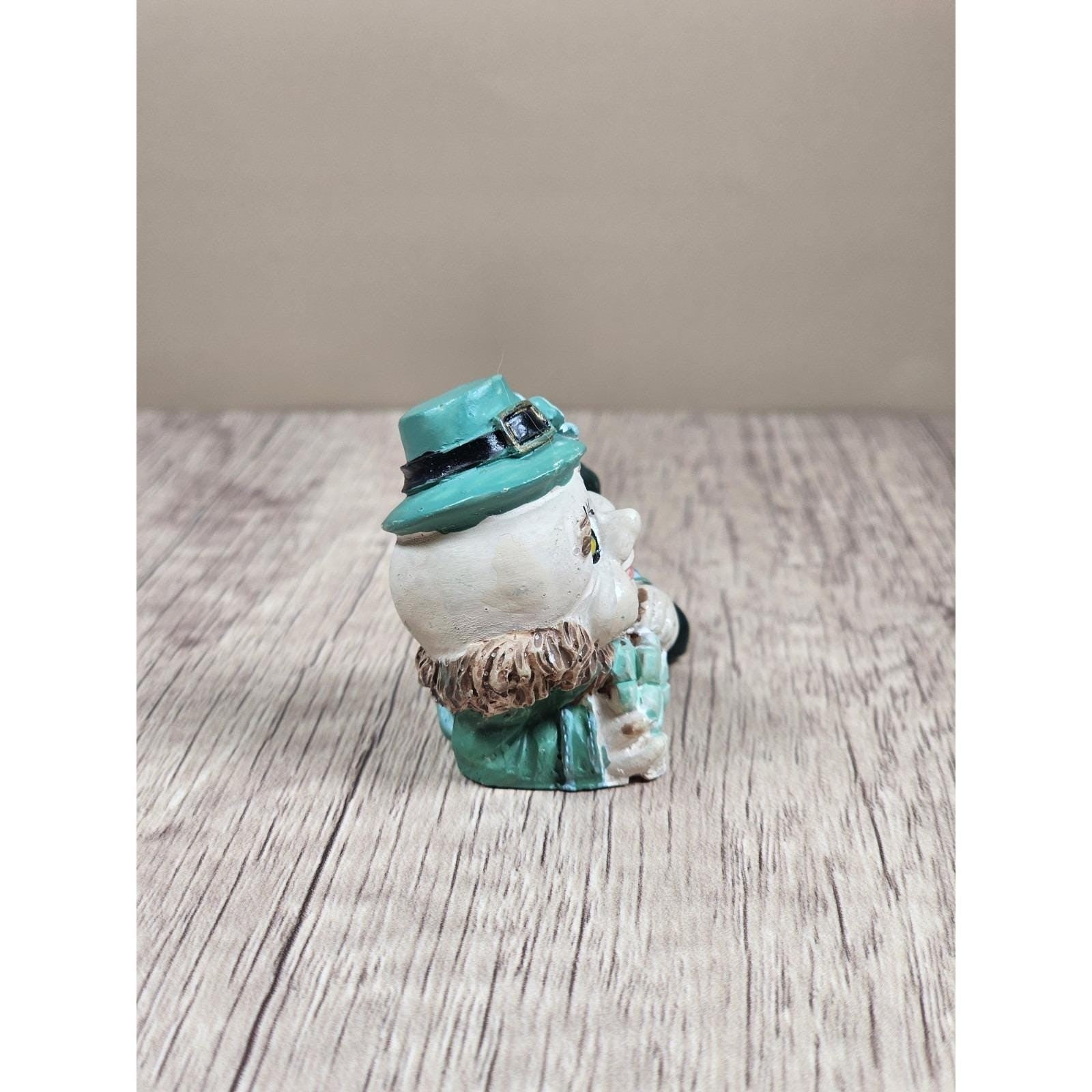 Vintage Leprechaun Figurine 1 7/8 Inch Shamrock St Patrick Decor