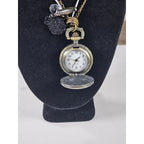 Vintage Pocket Watch Necklace Rocking Horse Charm Long Chain