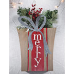 Rustic Merry Christmas Wooden Box Sign Farmhouse Holiday Wall Decor