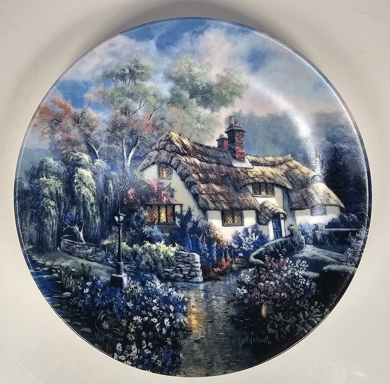 Bedfordshire Evening Sky Carl Valente Poetic Cottages Collector Plate 1992