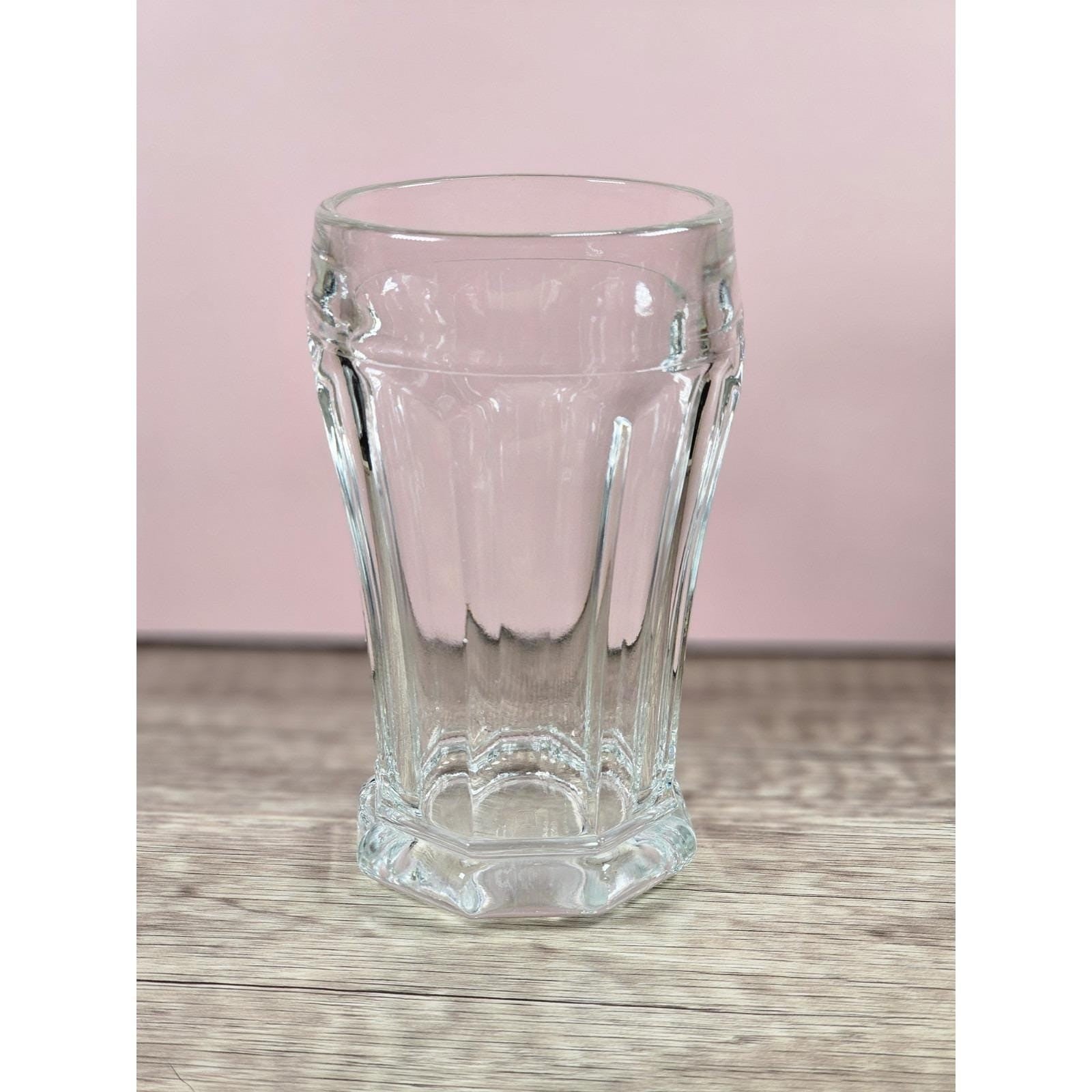 Vintage Crisa Paneled Clear Glass Tumblers | 5 Inch Tall Drinking Glasses