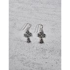 Vintage Sterling Silver Celtic Cross Dangle Earrings