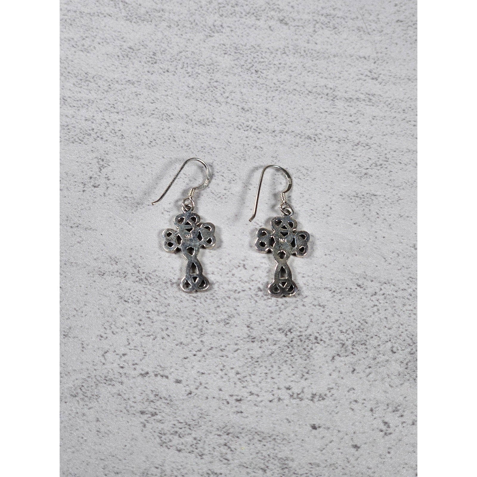 Vintage Sterling Silver Celtic Cross Dangle Earrings