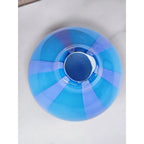 Hand Blown Cased Glass Vase Blue Purple Striped Circus Tent Pattern