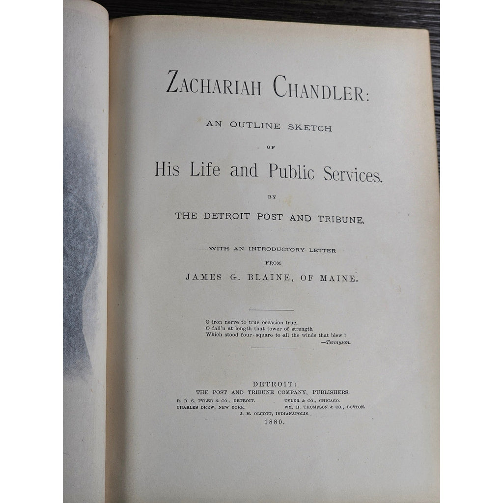 1880 Life of Zachariah Chandler Hardcover Detroit Post Tribune