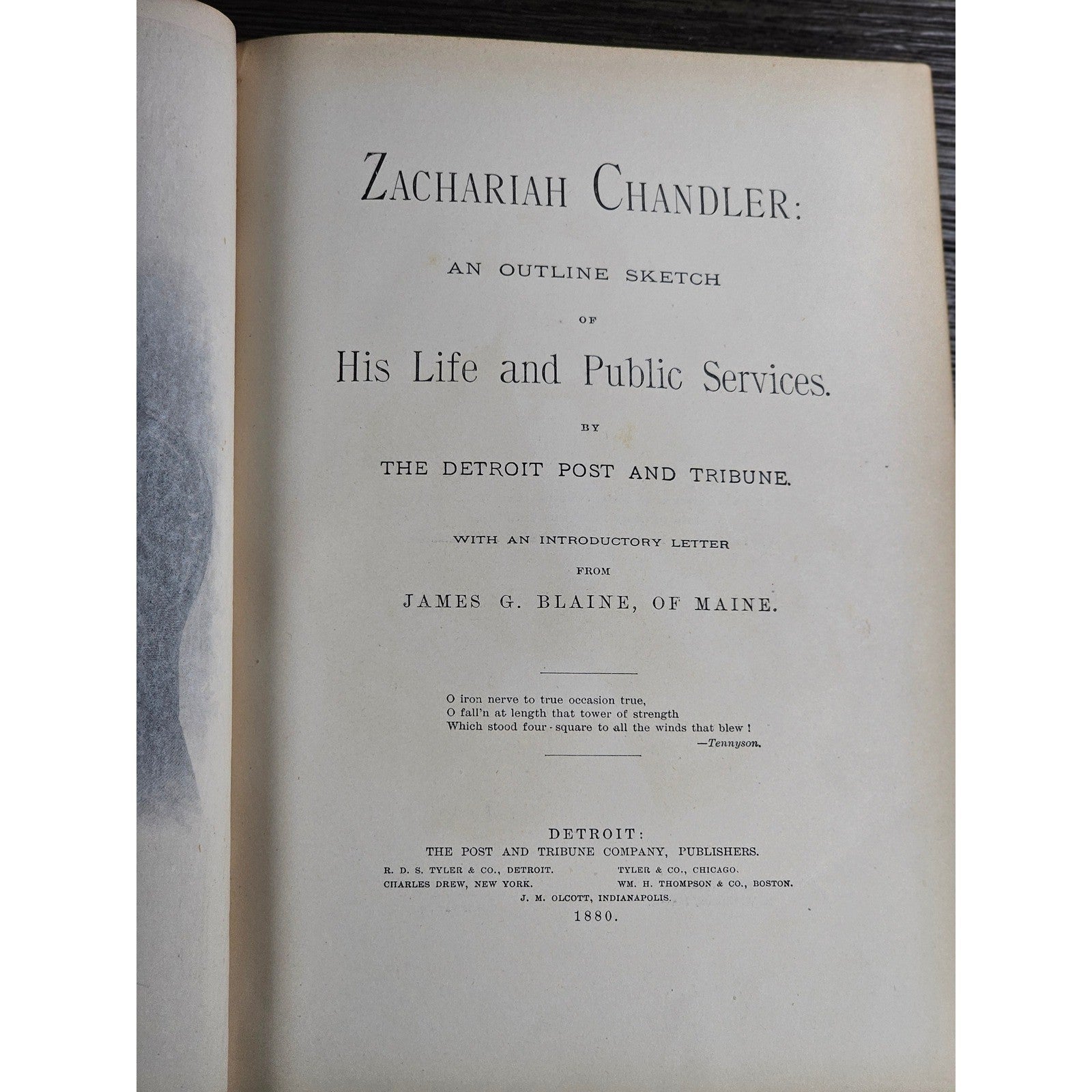 1880 Life of Zachariah Chandler Hardcover Detroit Post Tribune