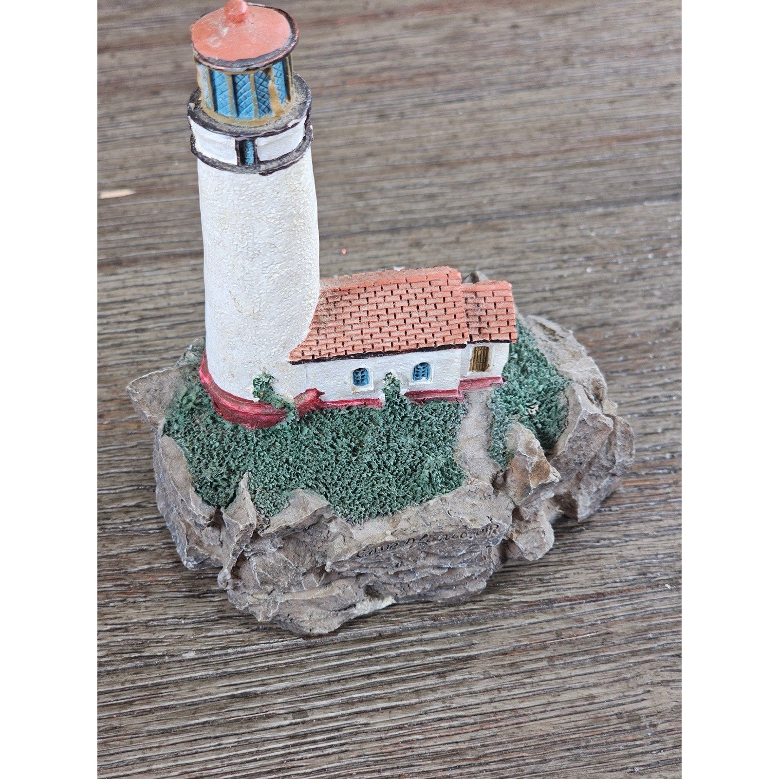 Miniature Lighthouse Figurine Hollow Resin Coastal Decor 4 Inch Nautical