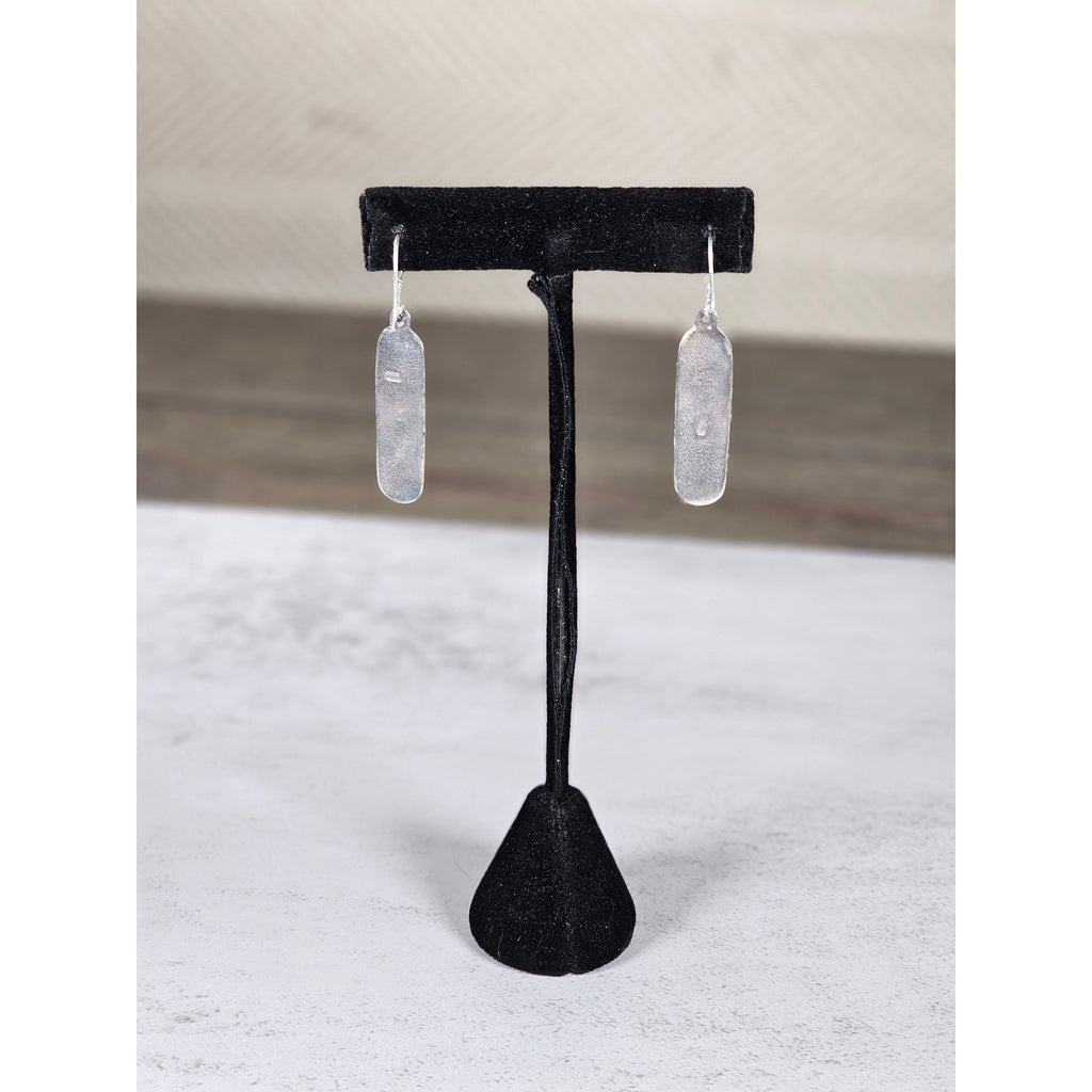 Vintage Sterling Silver Script Drop Earrings Dangle Pair