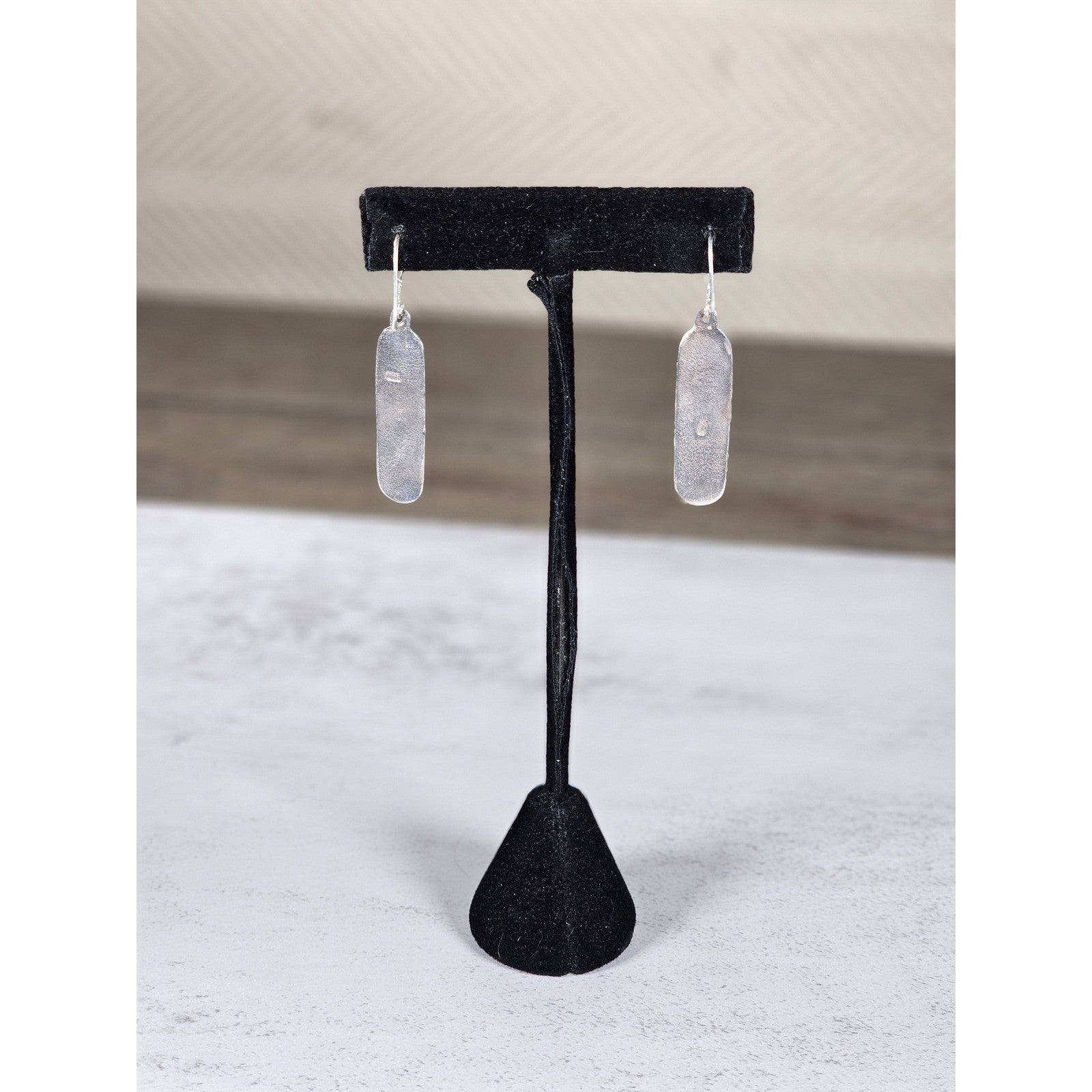 Vintage Sterling Silver Script Drop Earrings Dangle Pair