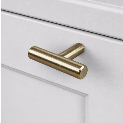 Brushed Brass T Bar Cabinet Knob Modern Drawer Pull Handle