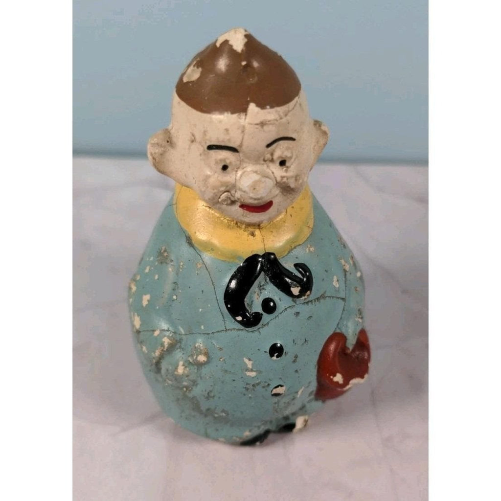 Antique Figural Salt Pepper Shakers Men Holding Hat Vintage Set
