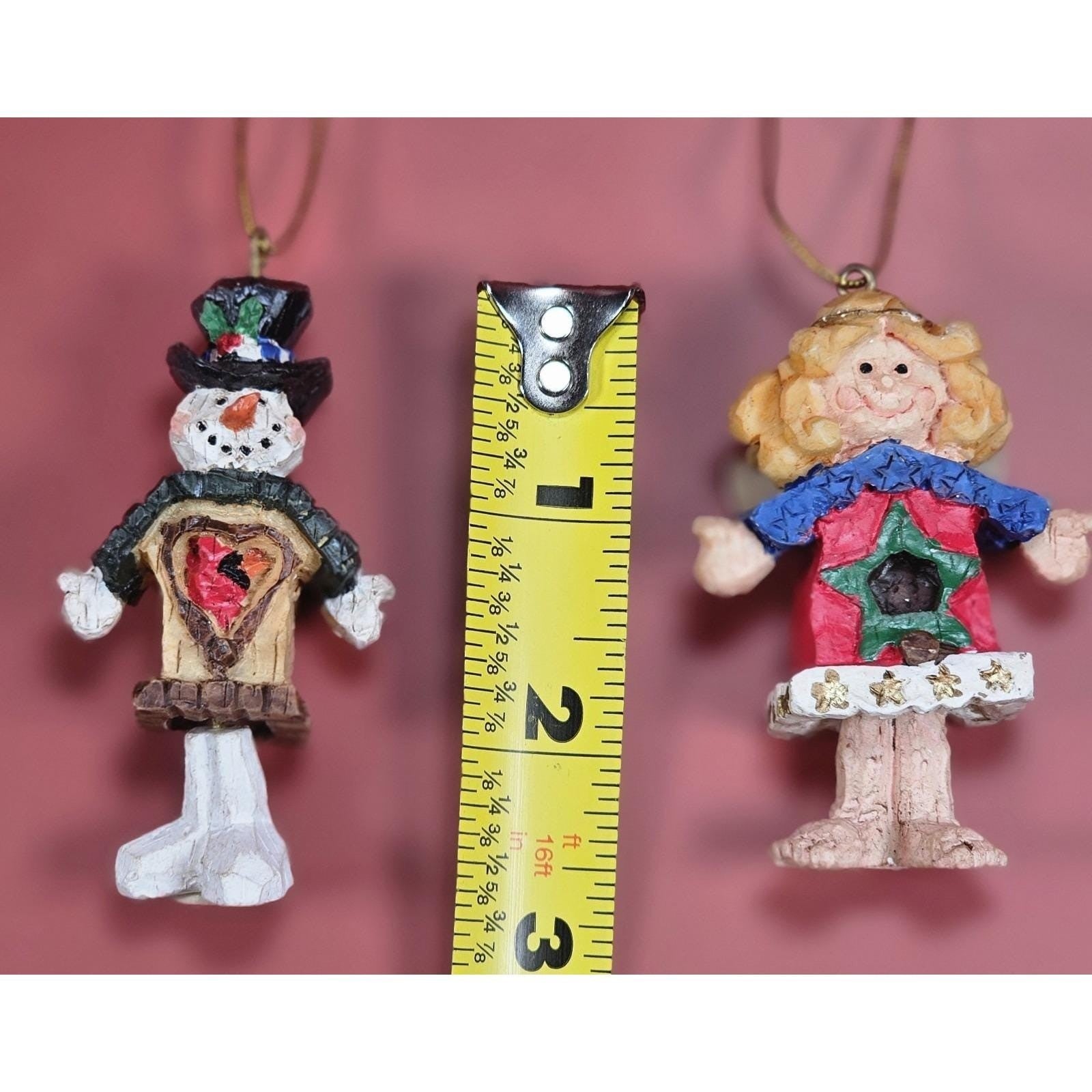 Vintage Christmas Ornaments Snowman Angel Figurines Holiday Decor Set
