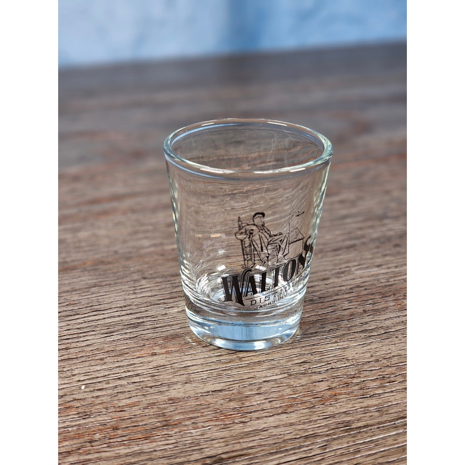 Walton's Distillery Shot Glass Souvenir Clear Glass Barware 2.5"