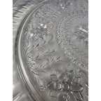 Vintage Pressed Glass Floral Cake Stand Round Serving Tray 13 Inch