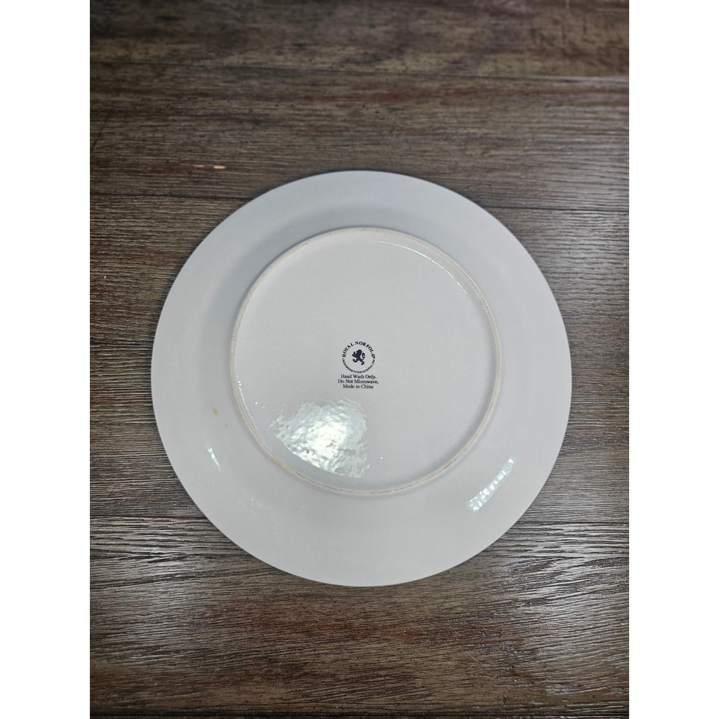 Royal Norfolk White Dinner Plate 10 Inch Gold Rim Hand Wash Only