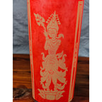 Vintage Red Asian Dancer Gold Glasses Set of 2 Tall Drinking Tumblers