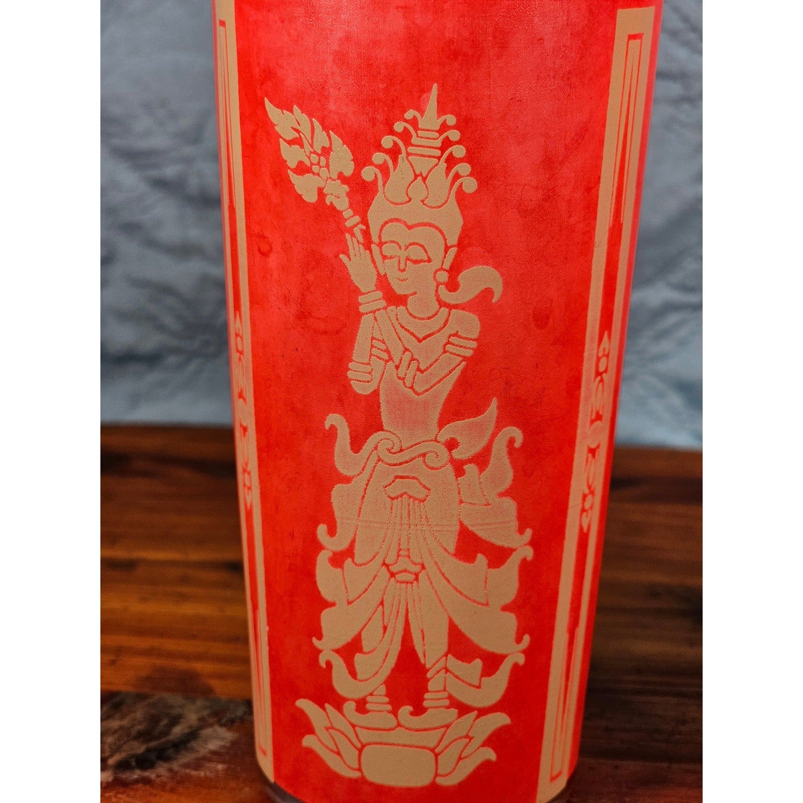 Vintage Red Asian Dancer Gold Glasses Set of 2 Tall Drinking Tumblers