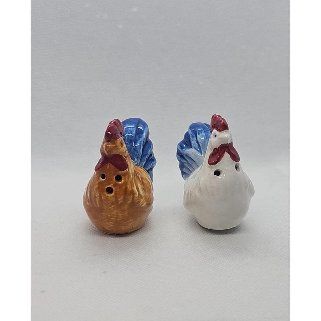 Vintage Rooster Salt Pepper Shakers Ceramic Farmhouse Set