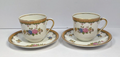 Vintage Set of Two Pope Gosser Saucer and Tea Cups With Gold Trim