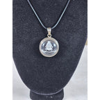 Vintage Sterling Silver Buddha Glass Pendant Necklace