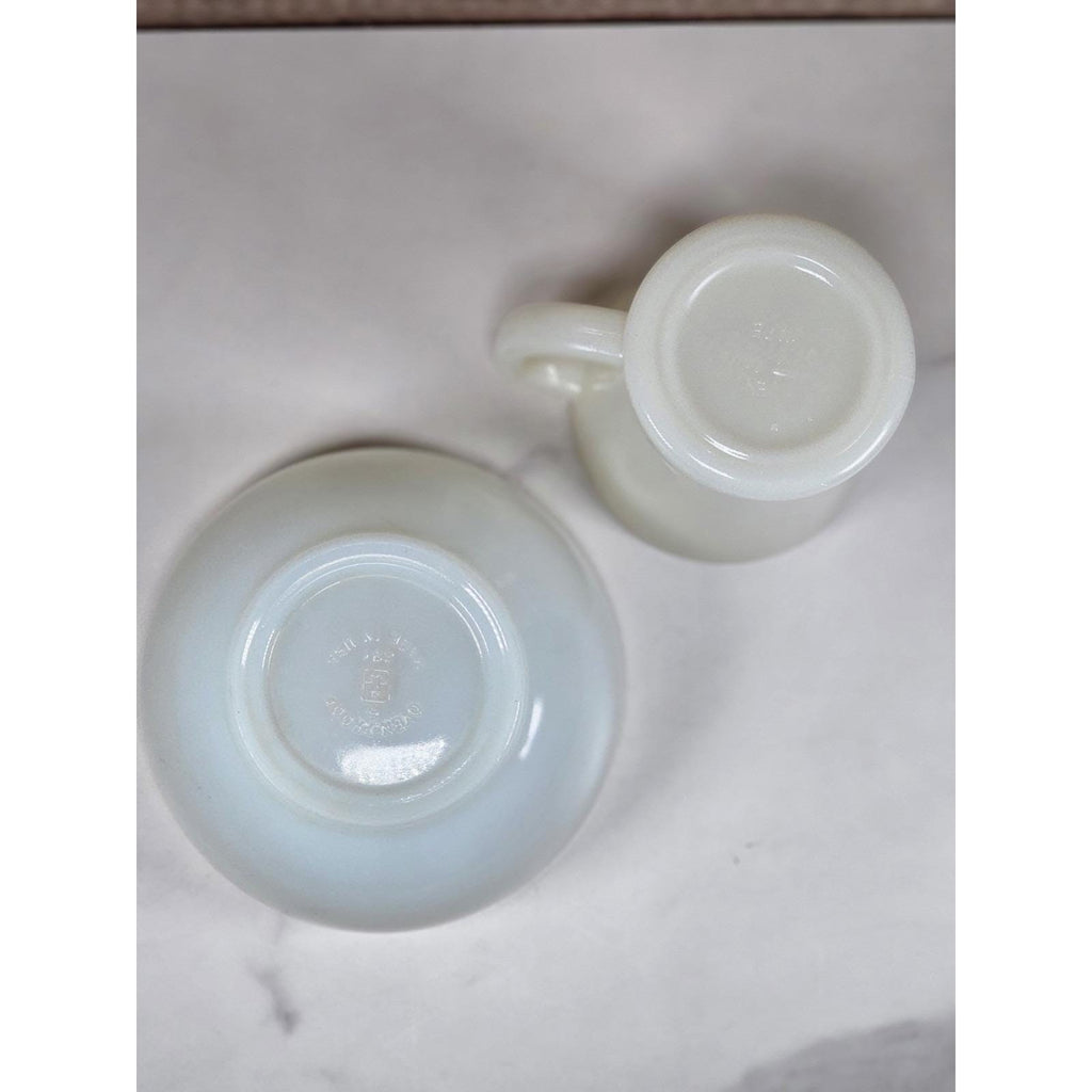 Vintage Anchor Hocking Milk Glass Mug & Bowl Set | Classic White