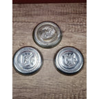 Vintage Aluminum Coaster Set of 3 Embossed D Monogram 3 3/8 Inch