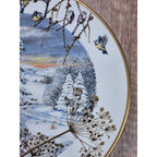 Franklin Porcelain Winter Bird Plate A Country Lane in December 1979