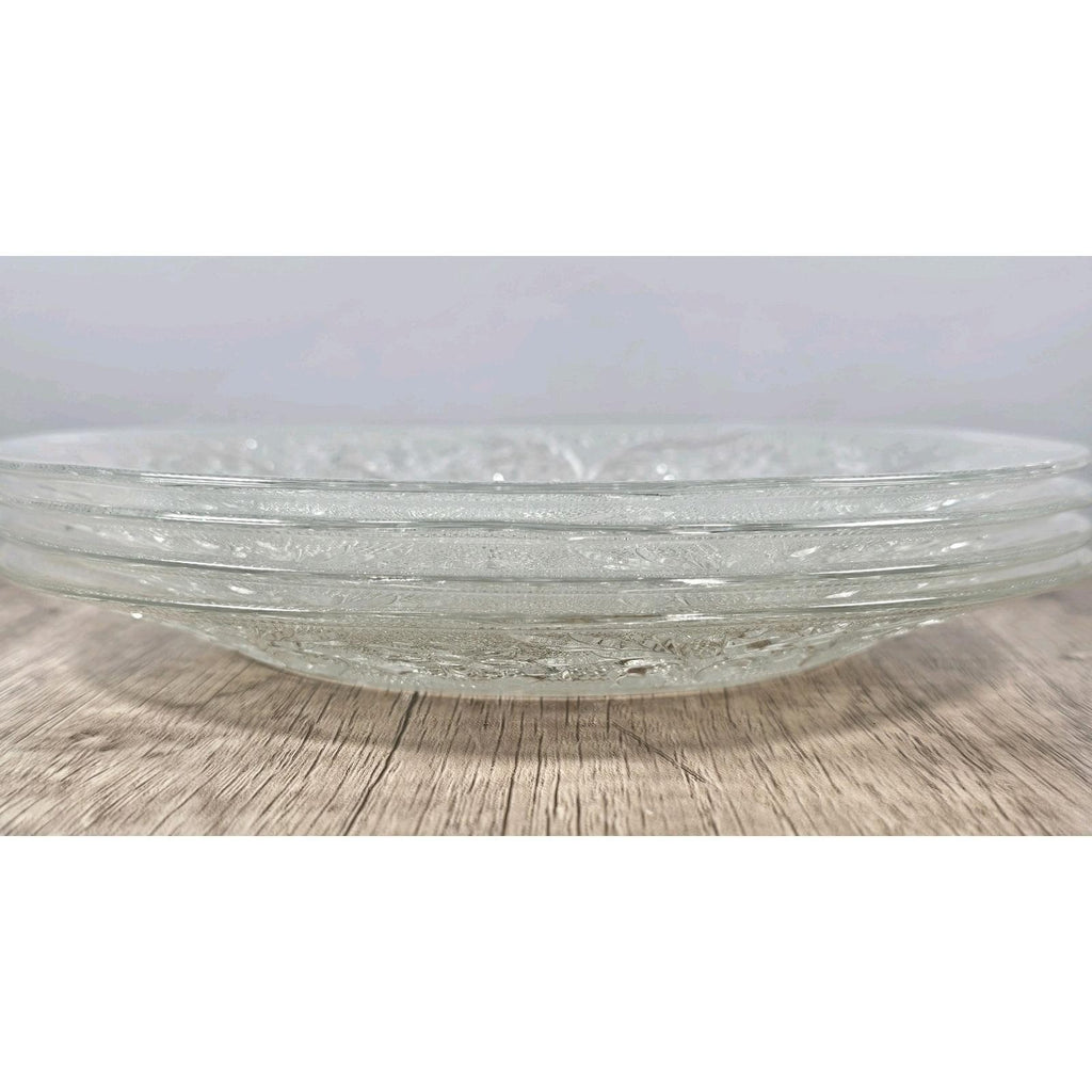 Anchor Hocking Sandwich Glass Salad Plates Set of 4 7.25" Floral