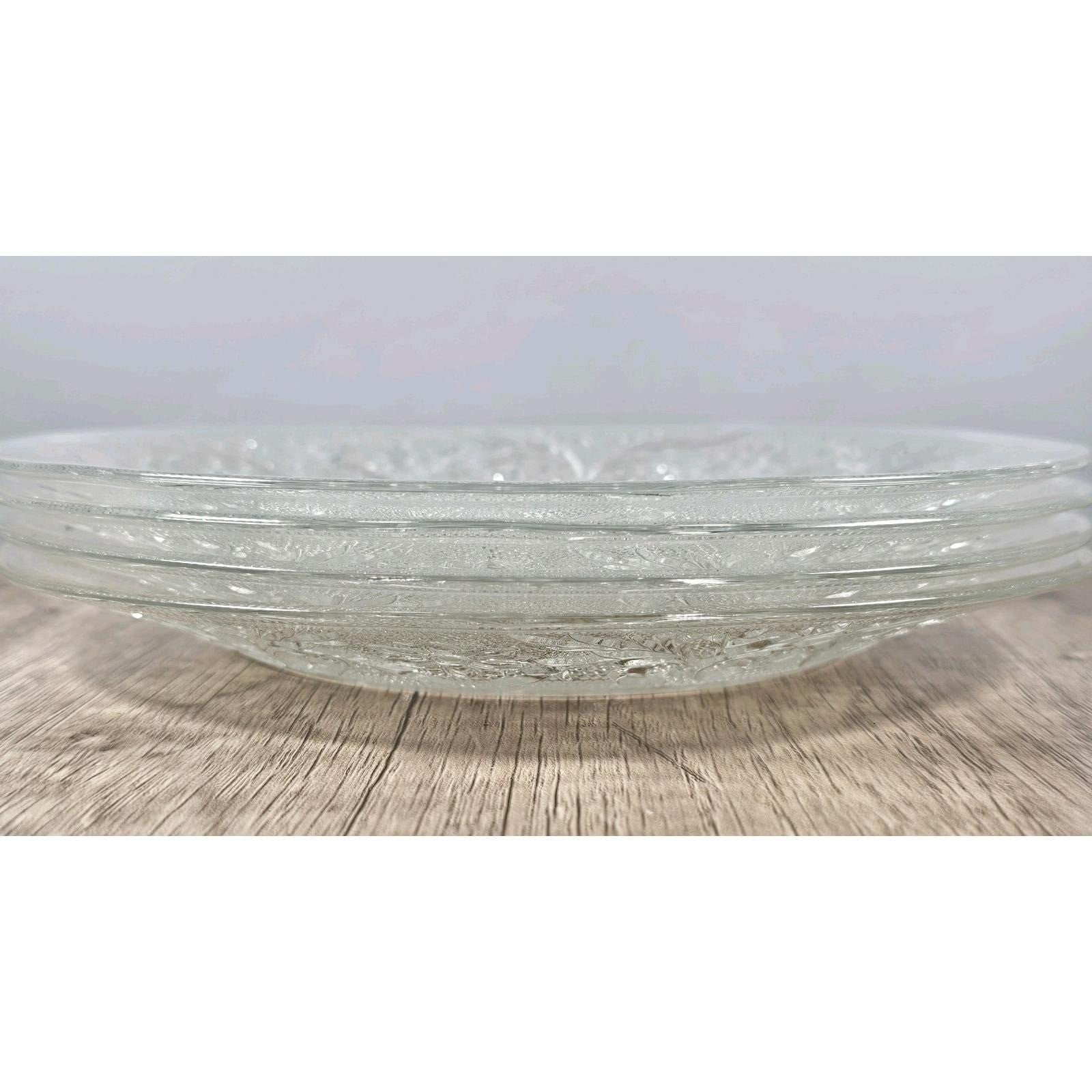 Anchor Hocking Sandwich Glass Salad Plates Set of 4 7.25" Floral