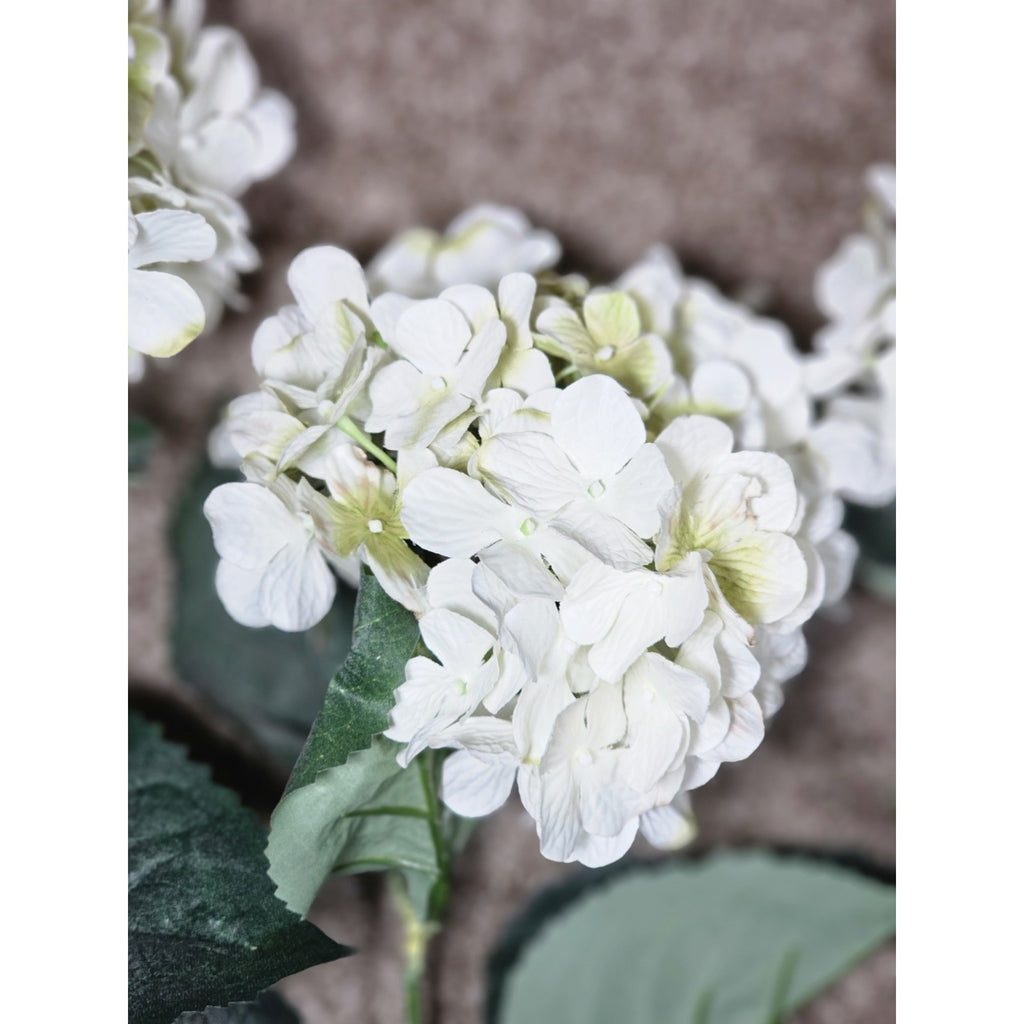 Vintage Artificial Hydrangea Flowers Set of 4 White Floral Stems
