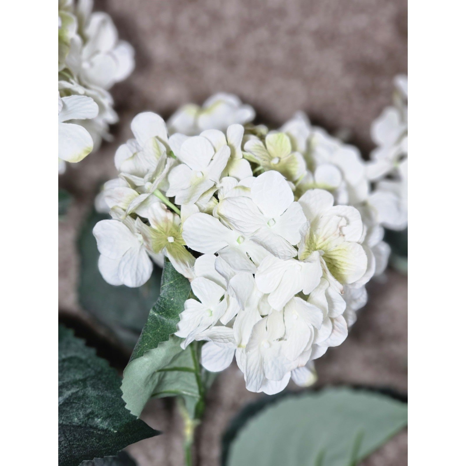 Vintage Artificial Hydrangea Flowers Set of 4 White Floral Stems