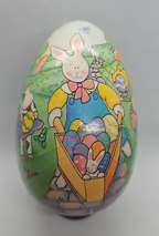 Vintage Paper Mache Egg Rabbit with Wheelbarrow Full of Eggs