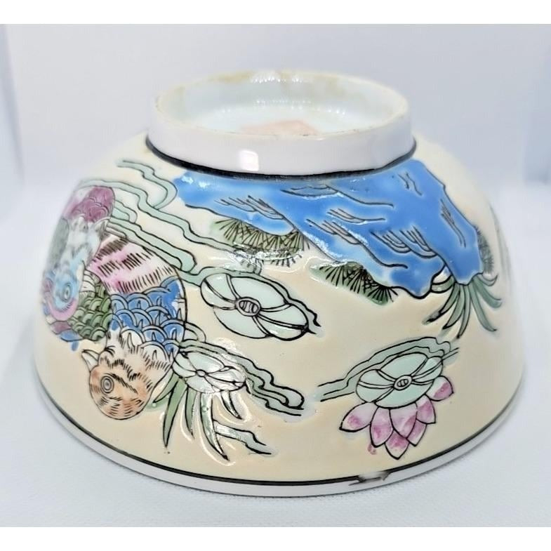 Antique Chinese Famille Rose Bowl Tongzhi Mark Lotus Mandarin Ducks